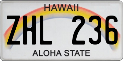 HI license plate ZHL236