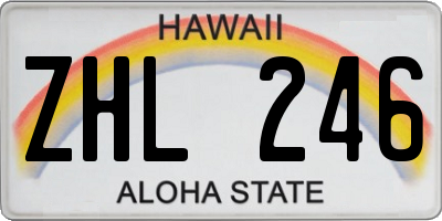 HI license plate ZHL246