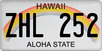 HI license plate ZHL252