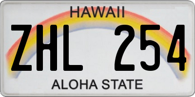 HI license plate ZHL254