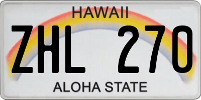 HI license plate ZHL270
