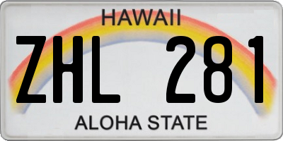 HI license plate ZHL281