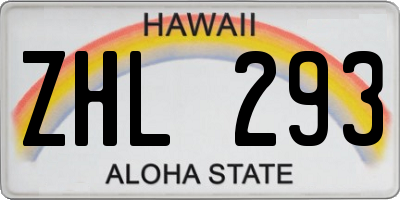 HI license plate ZHL293