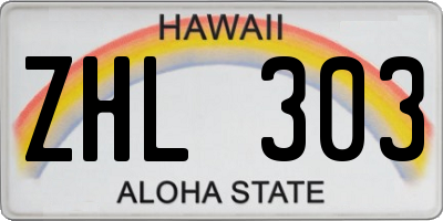 HI license plate ZHL303