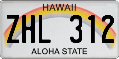 HI license plate ZHL312