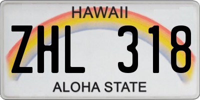 HI license plate ZHL318