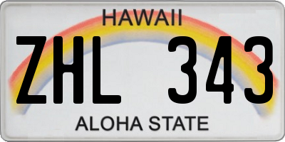 HI license plate ZHL343