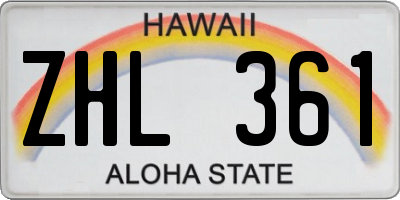 HI license plate ZHL361