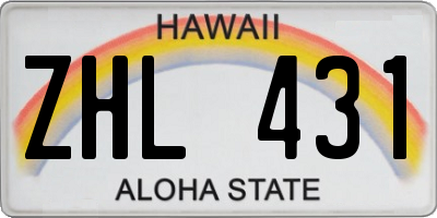 HI license plate ZHL431