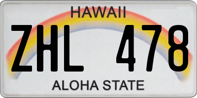 HI license plate ZHL478
