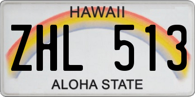 HI license plate ZHL513
