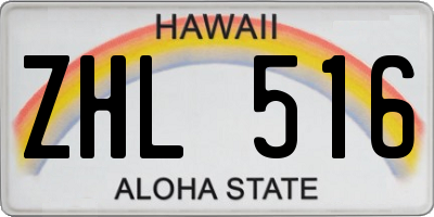 HI license plate ZHL516