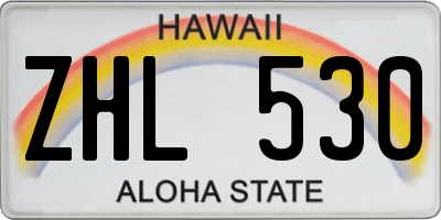 HI license plate ZHL530