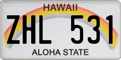 HI license plate ZHL531