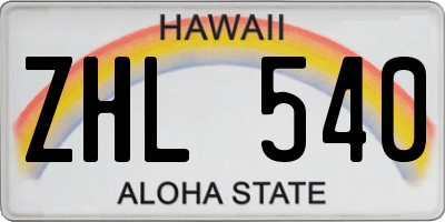 HI license plate ZHL540