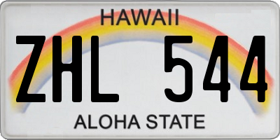 HI license plate ZHL544