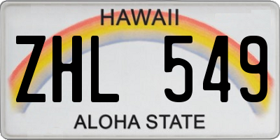 HI license plate ZHL549