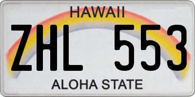 HI license plate ZHL553