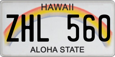 HI license plate ZHL560