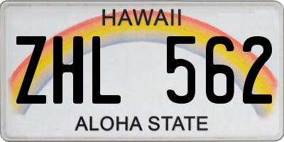 HI license plate ZHL562