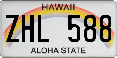 HI license plate ZHL588