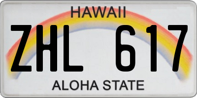 HI license plate ZHL617