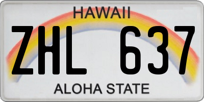 HI license plate ZHL637