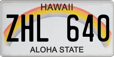 HI license plate ZHL640