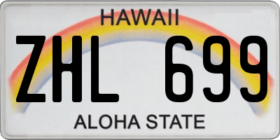 HI license plate ZHL699