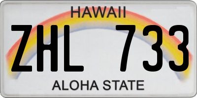 HI license plate ZHL733