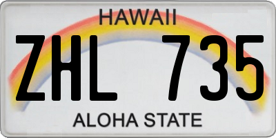 HI license plate ZHL735