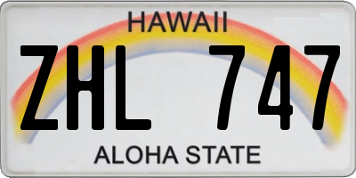 HI license plate ZHL747