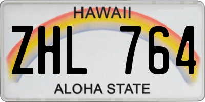 HI license plate ZHL764