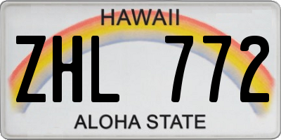 HI license plate ZHL772