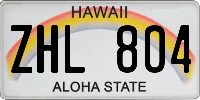 HI license plate ZHL804