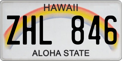 HI license plate ZHL846