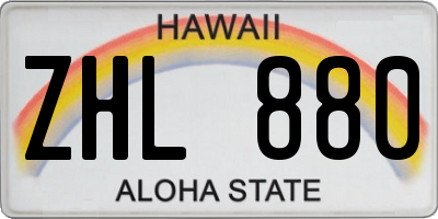 HI license plate ZHL880