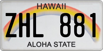 HI license plate ZHL881