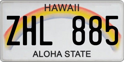 HI license plate ZHL885