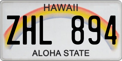 HI license plate ZHL894