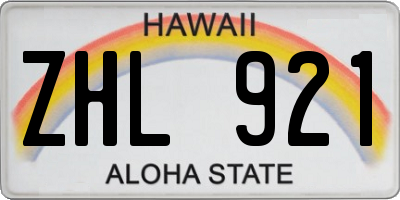 HI license plate ZHL921