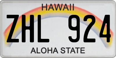 HI license plate ZHL924