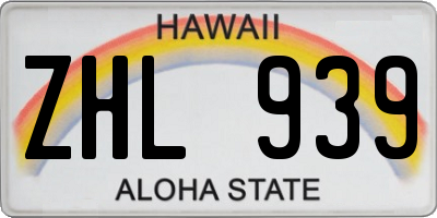 HI license plate ZHL939