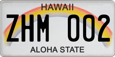 HI license plate ZHM002