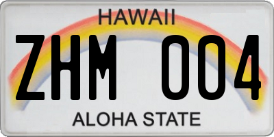 HI license plate ZHM004