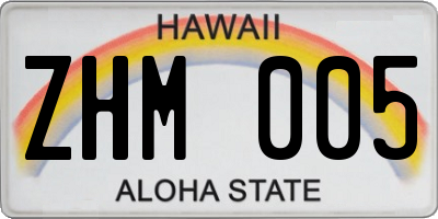 HI license plate ZHM005