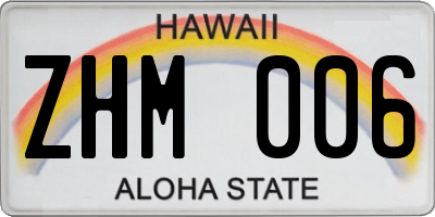 HI license plate ZHM006