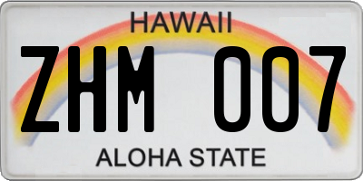 HI license plate ZHM007
