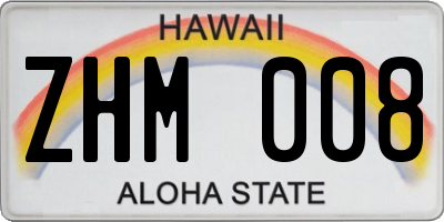HI license plate ZHM008