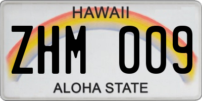 HI license plate ZHM009